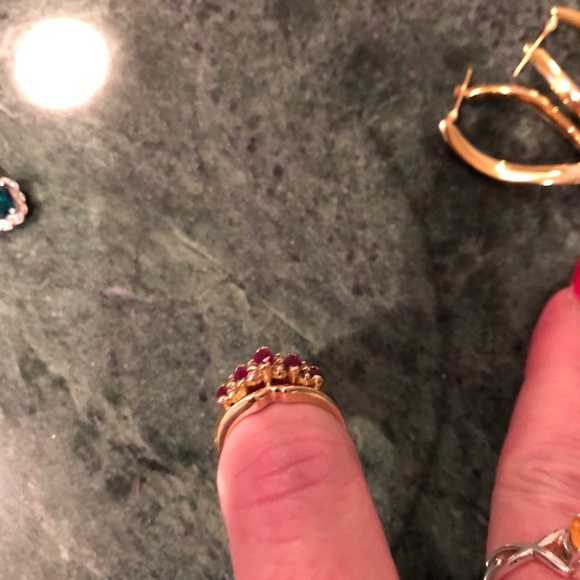 Gold yellow and ruby diamond ring - Picture 4 of 6